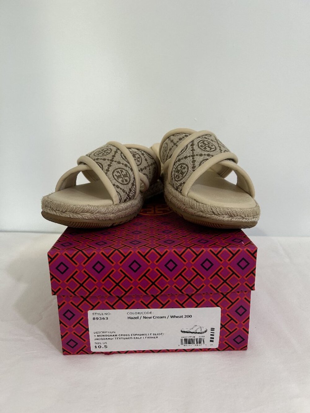 Tory Burch T Monogram Espadrille Slides Size 10.5